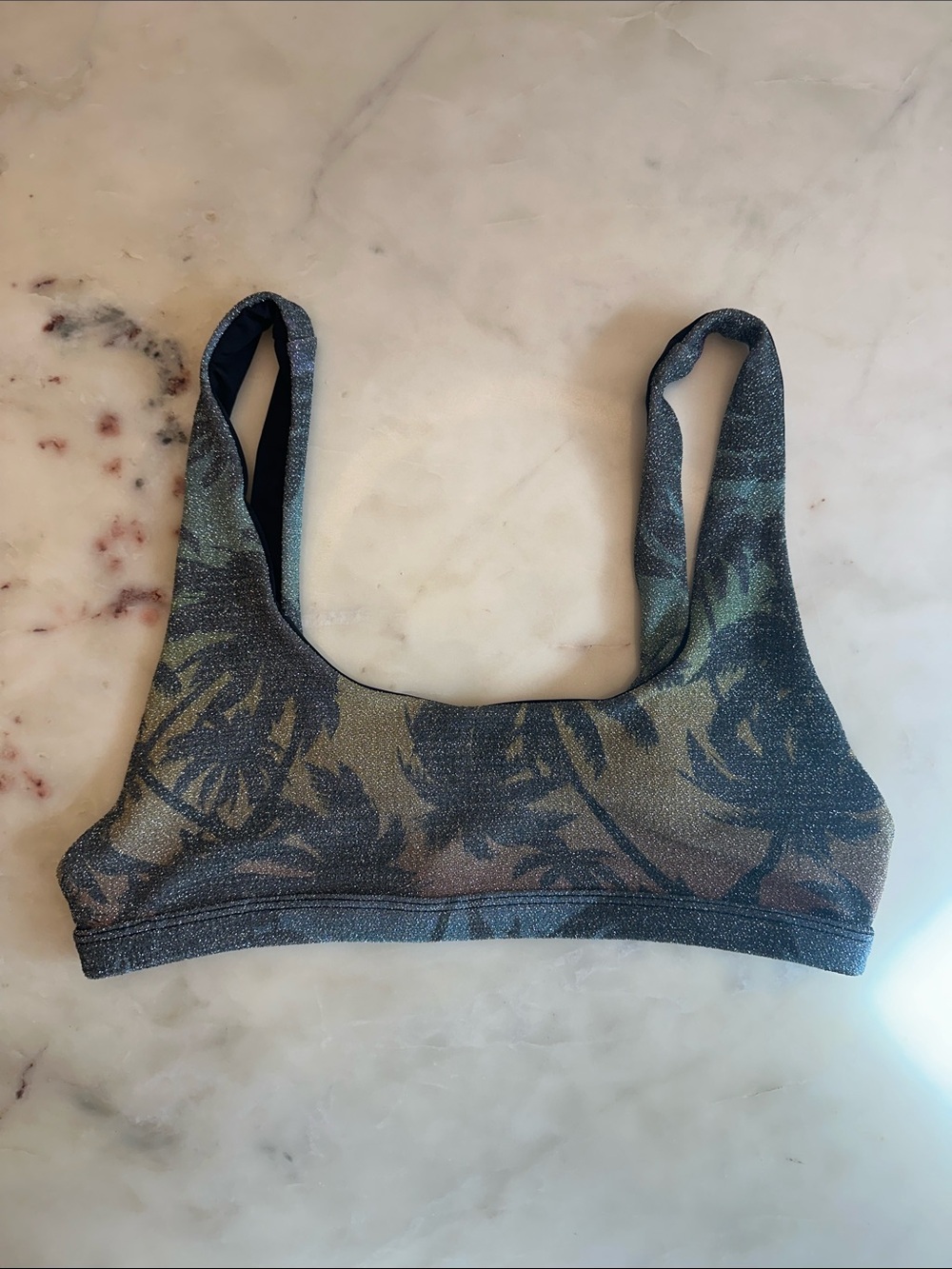 Beach Riot Palm Tree Glitter Bikini Top Tropical Swim Medium